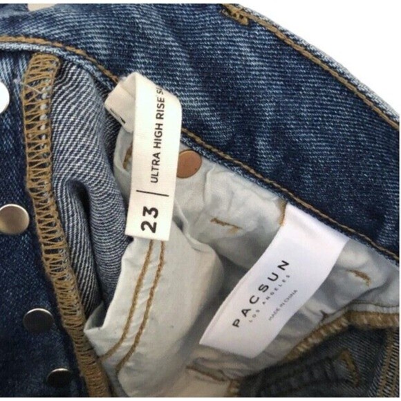PACSUN JEANS ultra high rise denim size 23 XXS distressed ripped knee - Picture 5 of 6
